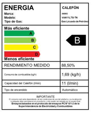 CALEFÓN ANWO 11 L/M HITECH HYDRO 22 TIRO NATURAL LPG + BOMBA PRESURIZADORA BBAPRESANWO-9/26